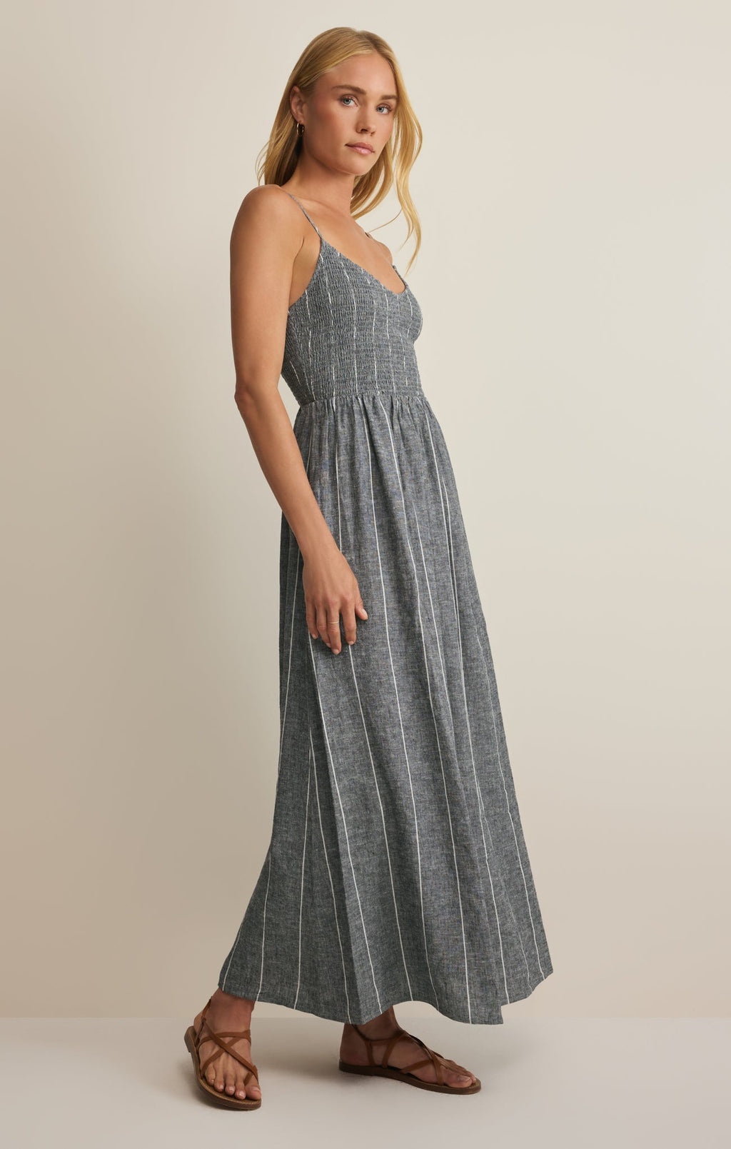 Romy Striped Linen Maxi Dress