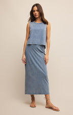 Gail Jersey Denim Midi Skirt
