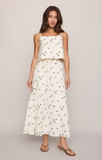 Palm Linen Midi Skirt