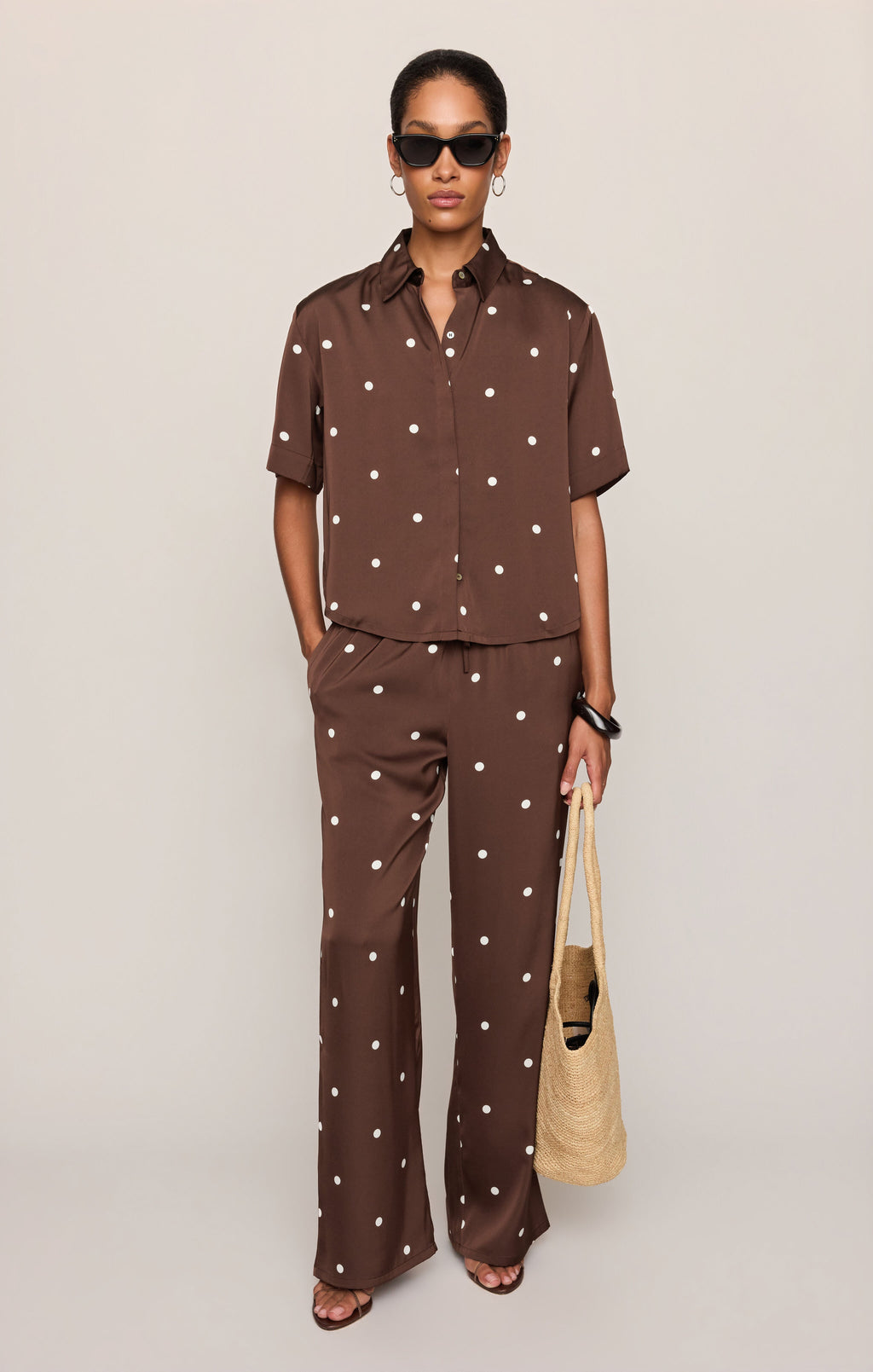 Lara Satin Dot Wide Leg Pant