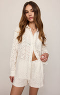 Elise Knit Eyelet Button Up